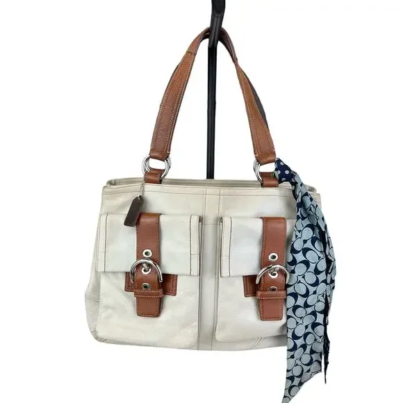 バッグ COACH soho double pocket tote bag White COACH Soho Double